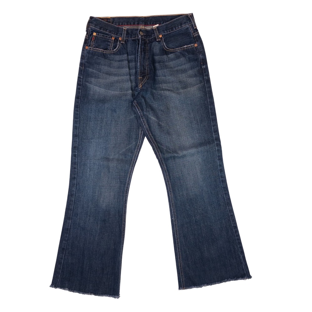 Abercrombie & Fitch Flare Jeans Mens 32x32 Dark Wash Blue Good Raw Hem 432-50